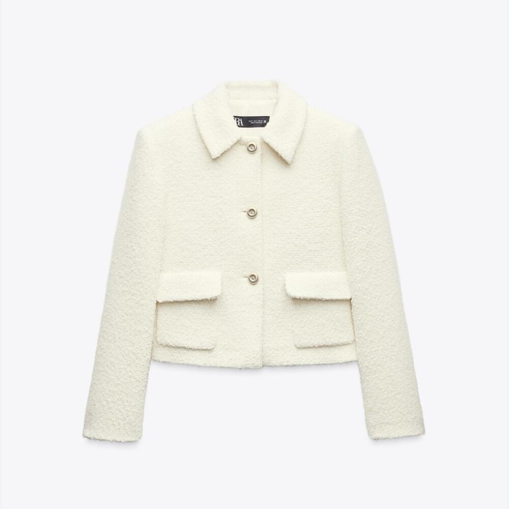 Nwt- zara- short boucle jacket- M